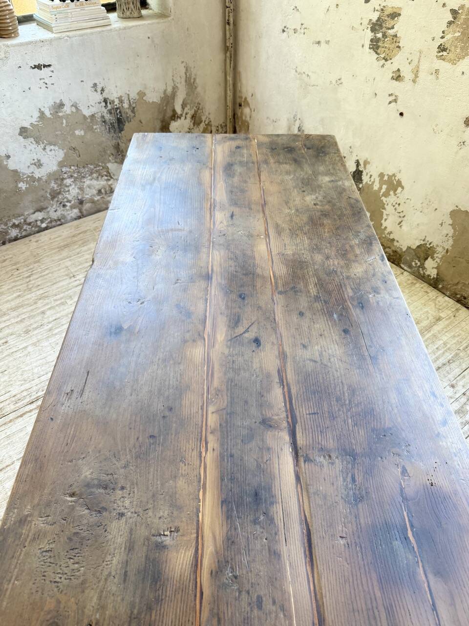 1950s oak farmhouse table with spindle legs