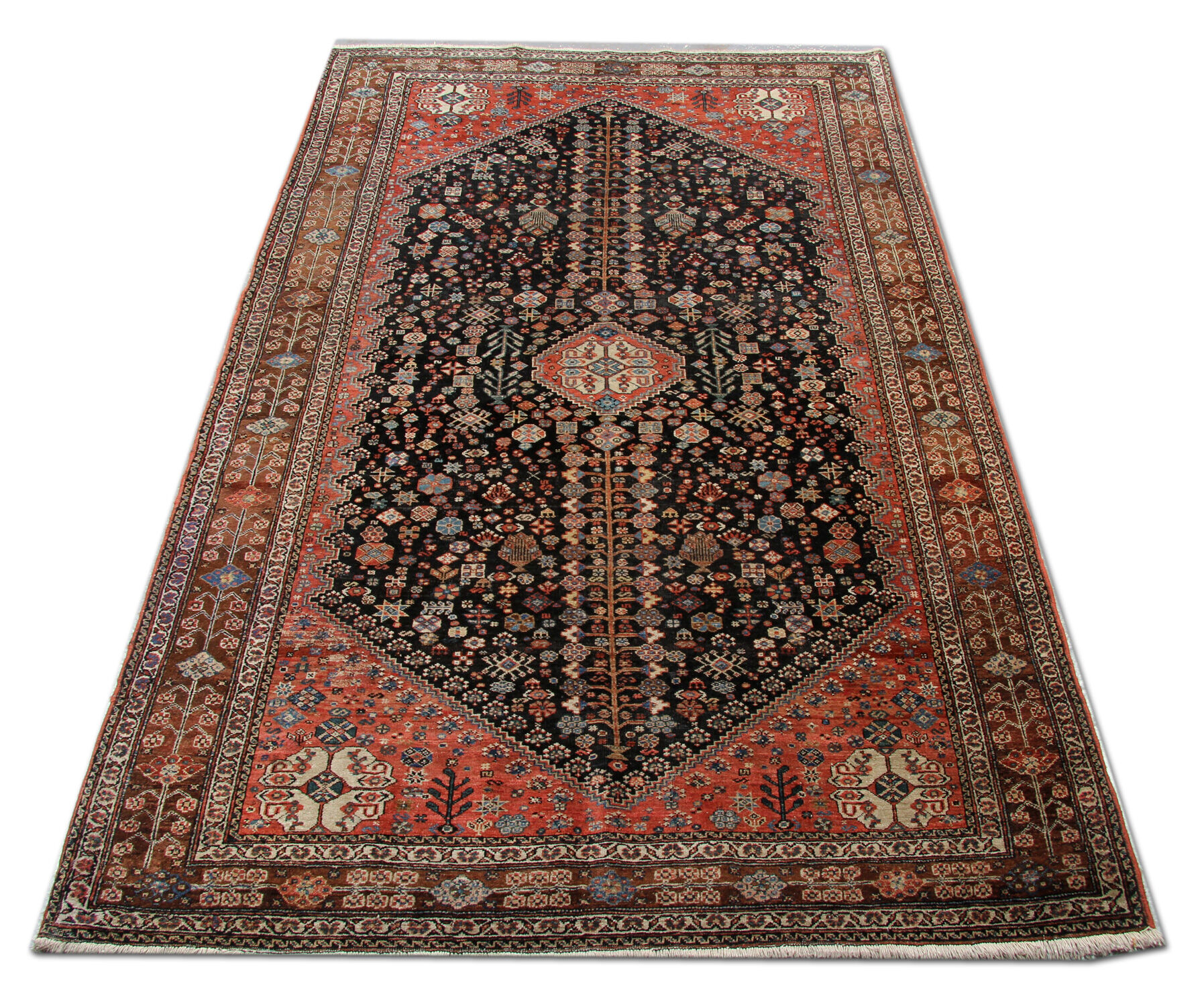Traditional Antique Shirvan Carpet Handwoven Brown Wool Persian Area Rug
