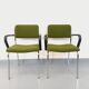Pair of vintage armchairs in fabric and chrome from the 1970s.