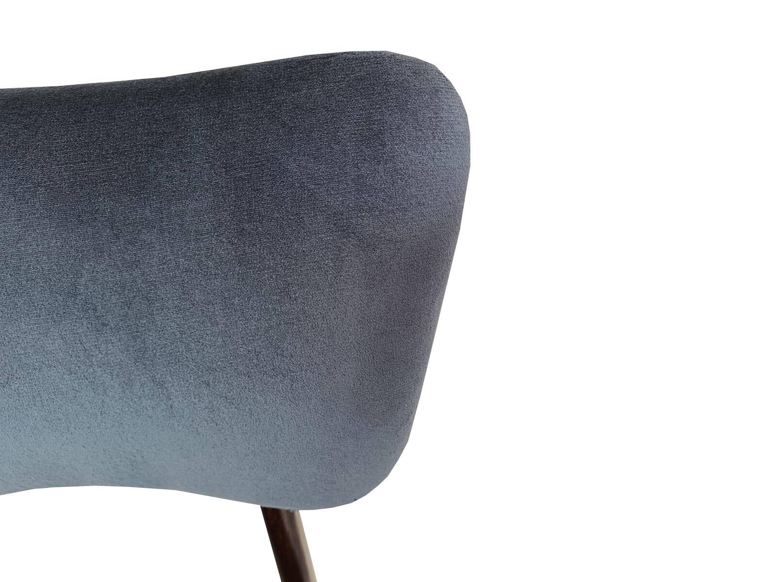 Mid-Century Butterfly Chair in navy grey fabric and walnut wood, Europe, 1960.