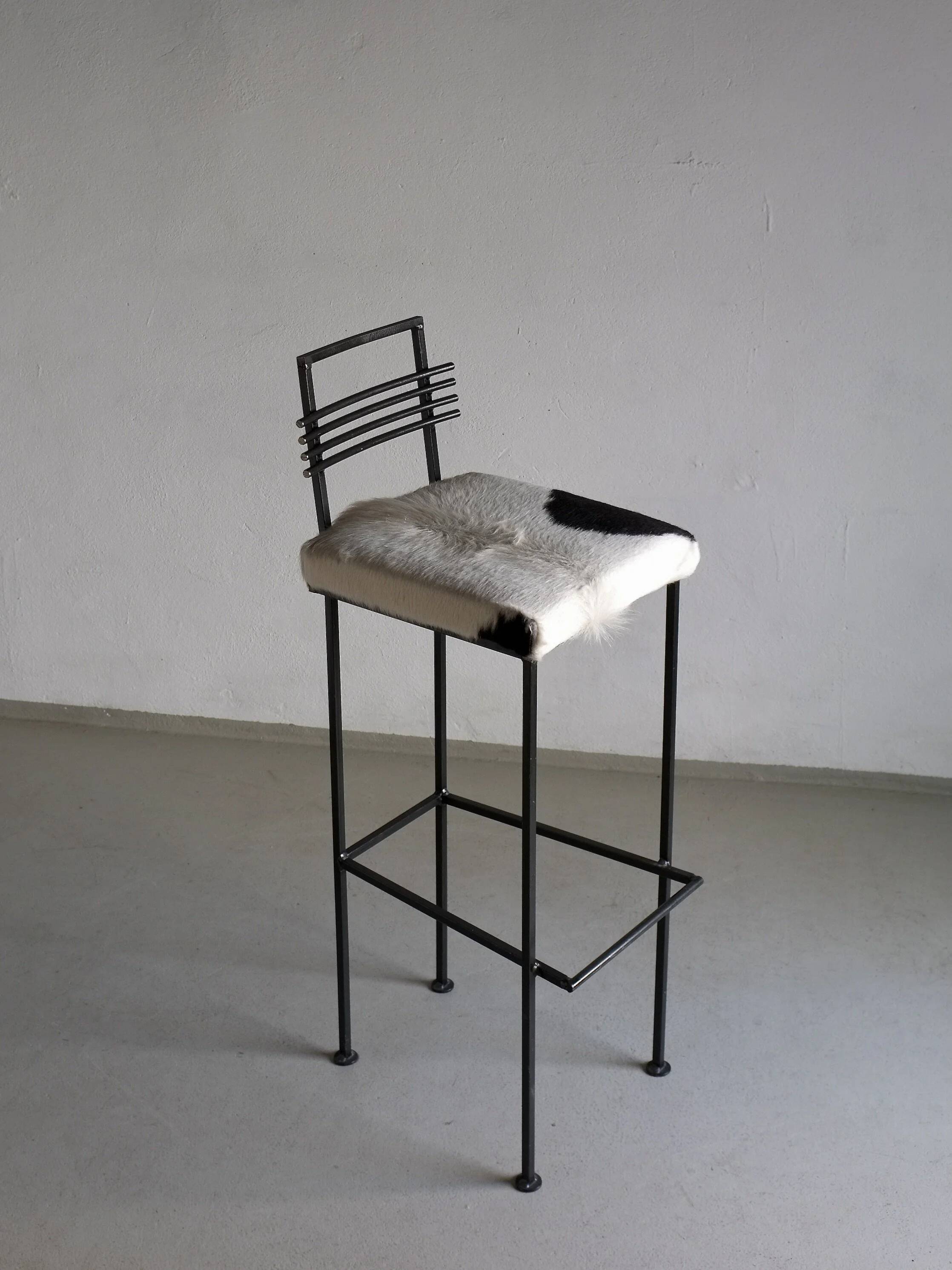 Trois tabourets de bar en fer forgé | Olsson & Dam | Suède | Années 1990