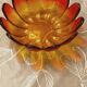 Very rare Indiana glass, amber lotus flower.