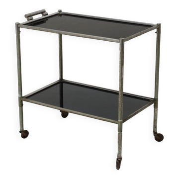 Vintage aluminium and glass dessert trolley, Italy, 1960s.