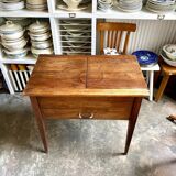 Craft furniture with 2 drawers, solid wood table.