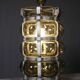 Vintage brutalist lamp with double lighting, blown glass in a cage, 20th-century design.