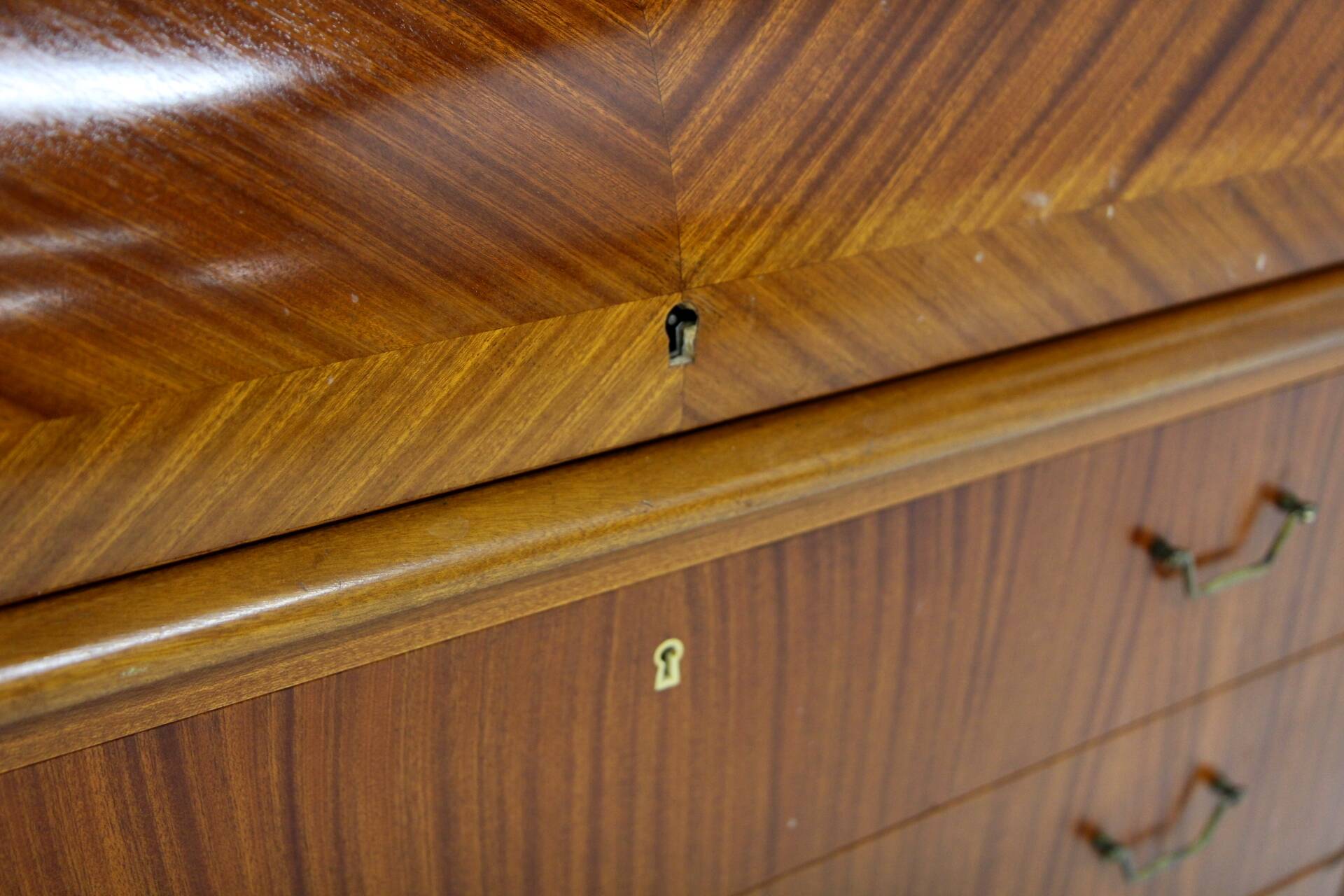 Scandinavian mahogany secretary desk, Bröderna Gustafssons, Sweden, 1950