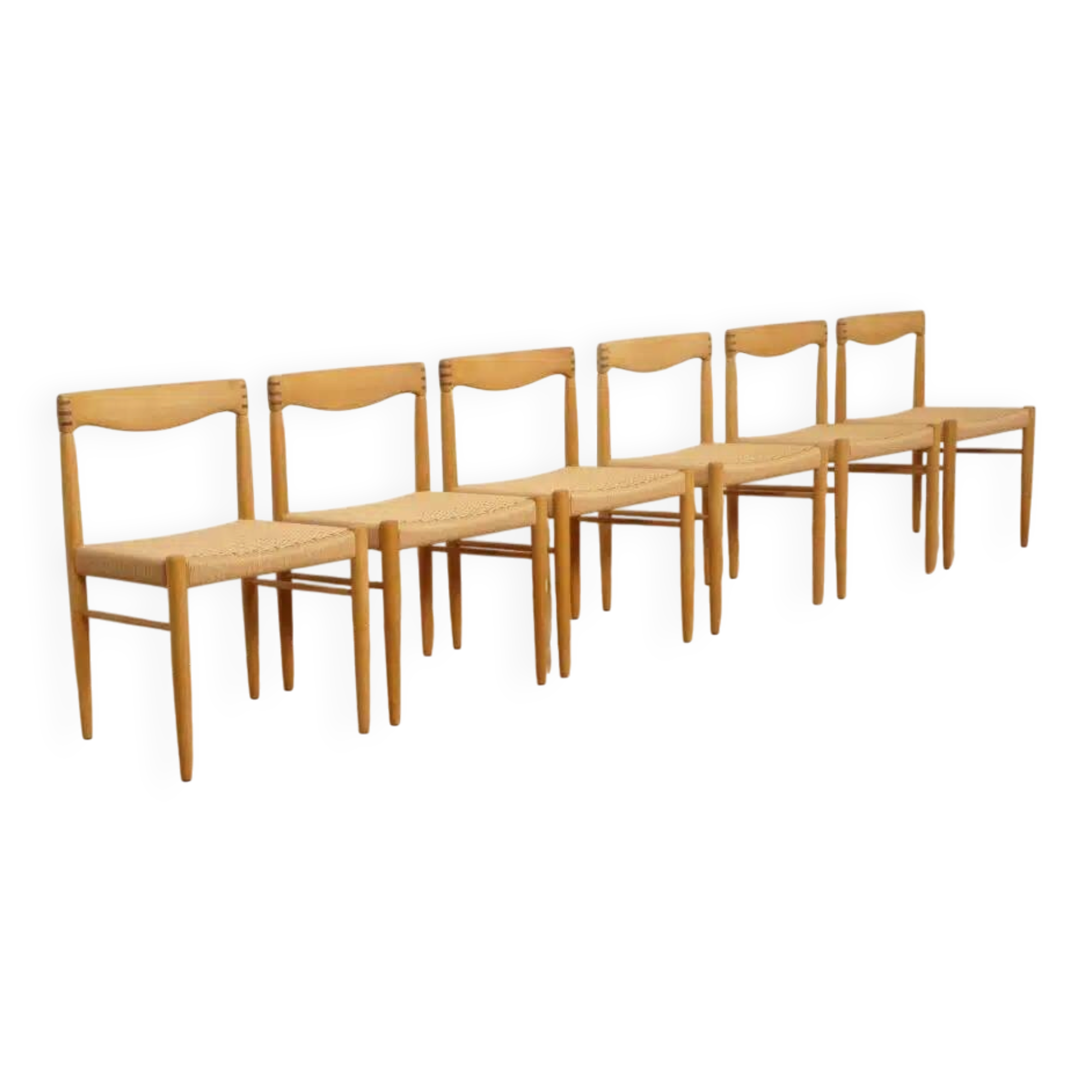 6 x dining chair | Bramin | H.W. Klein | Soaped oak | Restored