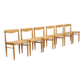 6 chaises de salle à manger | Bramin | H.W. Klein | Chêne savonné | Rénové