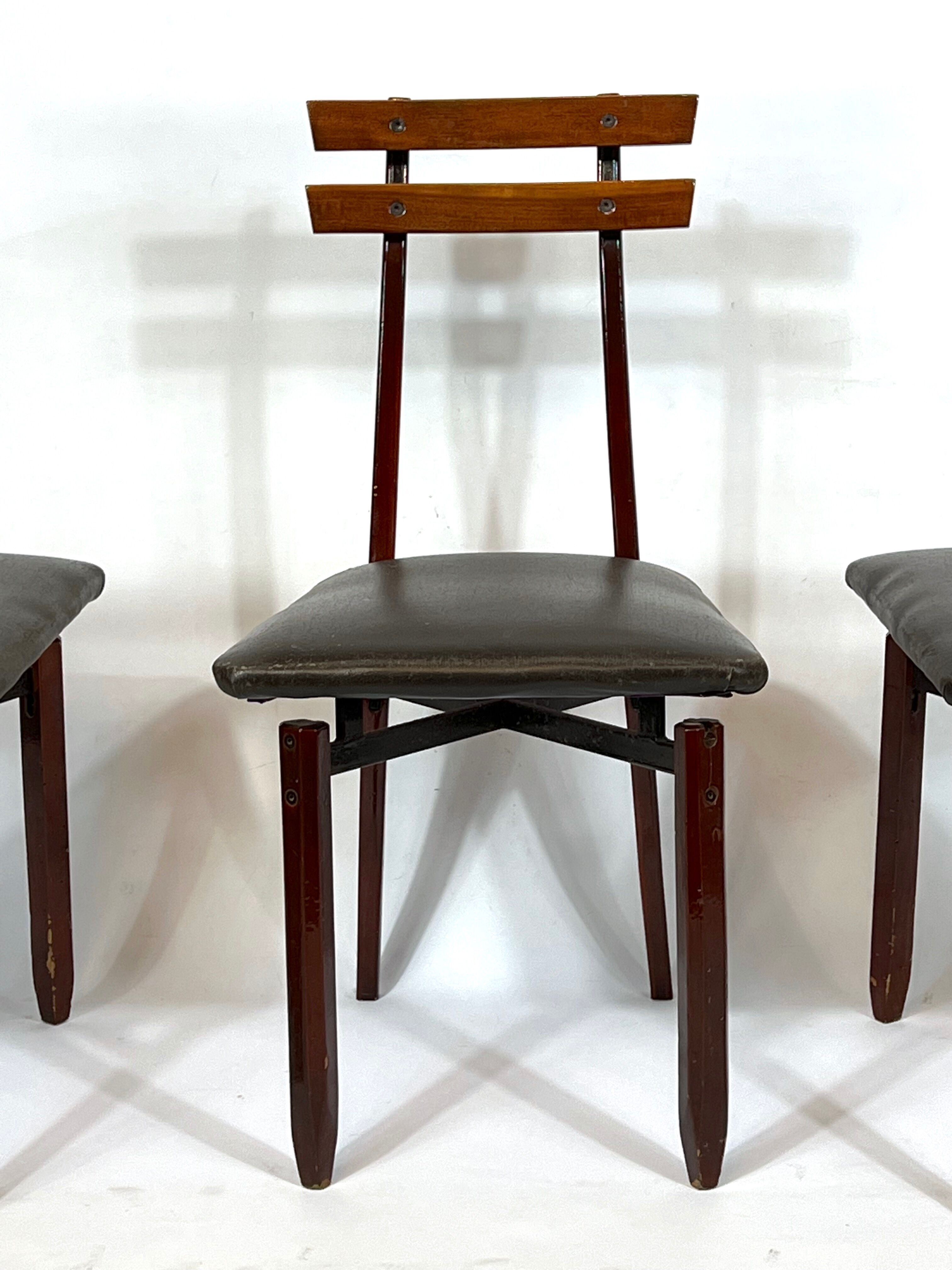 Set of six Mid-century Italian wood chairs