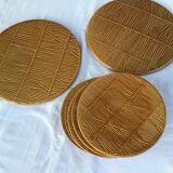 5 Gien plates and 2 caramel 'straw' trays