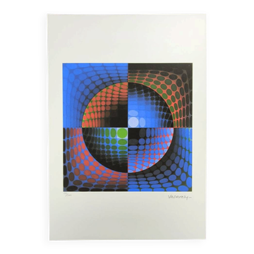 Lithograph by Victor Vasarely, limited edition numbered, 1970s.