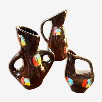 Series of three ceramic pitchers