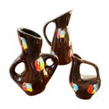 Set of three ceramic pitchers