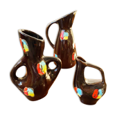 Set of three ceramic pitchers