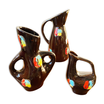 Series of three ceramic pitchers