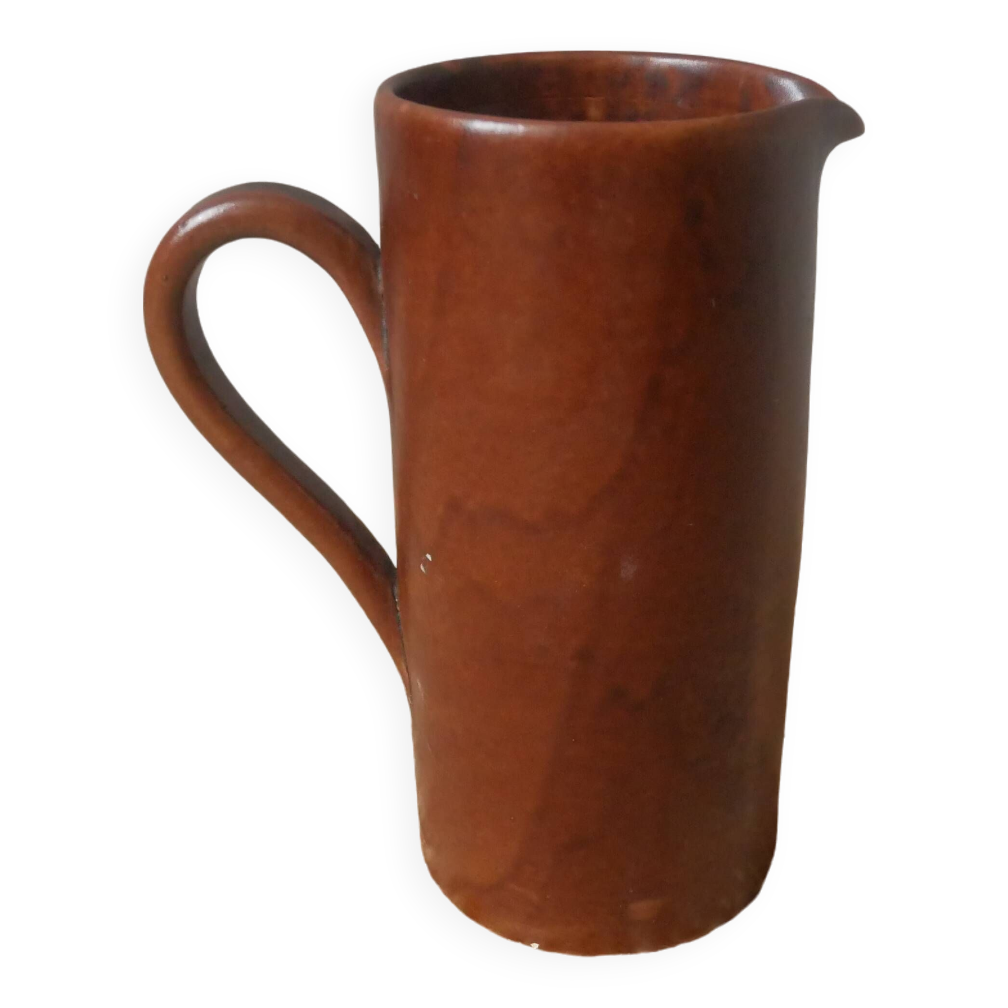 Ceramic pitcher vase with handle Scandinavian country decoration handcrafted vintage sandstone