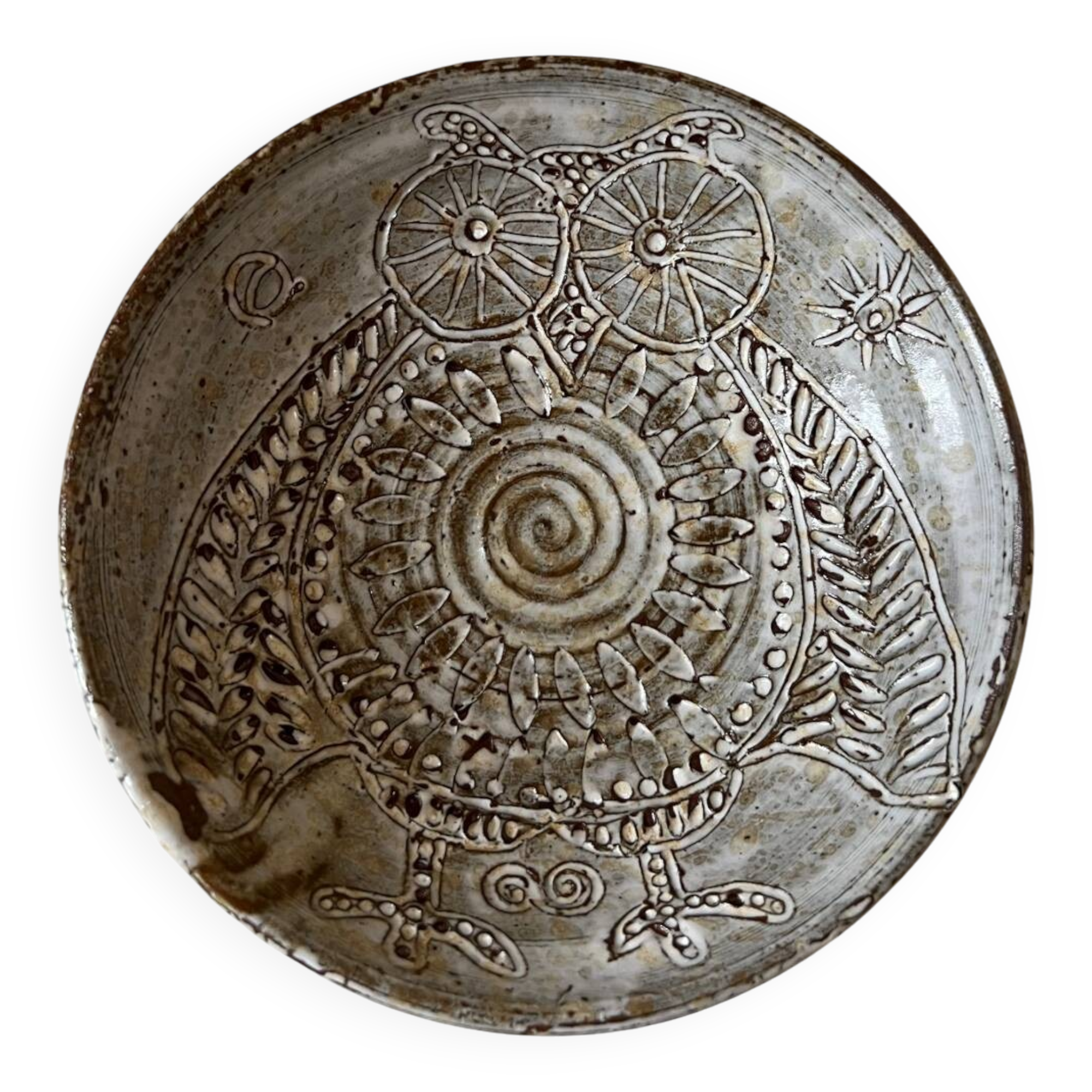 Ceramic bowl and plate with Baudouin owl decoration, 1960