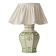 Spanish Revival Table Lamp in Green Ivory Crackle Ceramic, New Linen Shade
