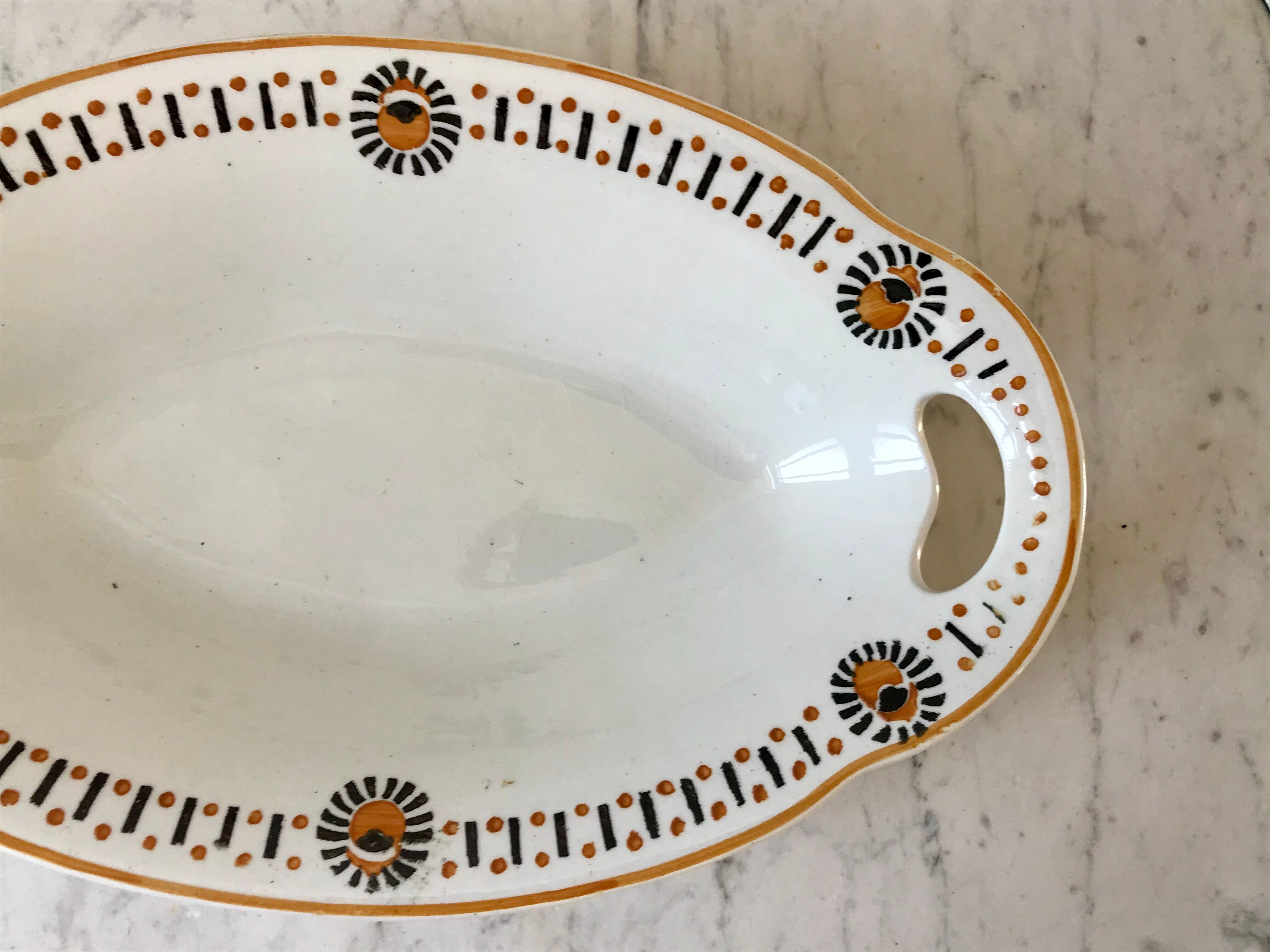 Oval and hollow dish longwy model "cézarine" art deco 30s