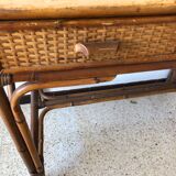 Console/small old desk in rattan