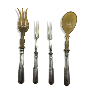 Box of filled silver salad cutlery