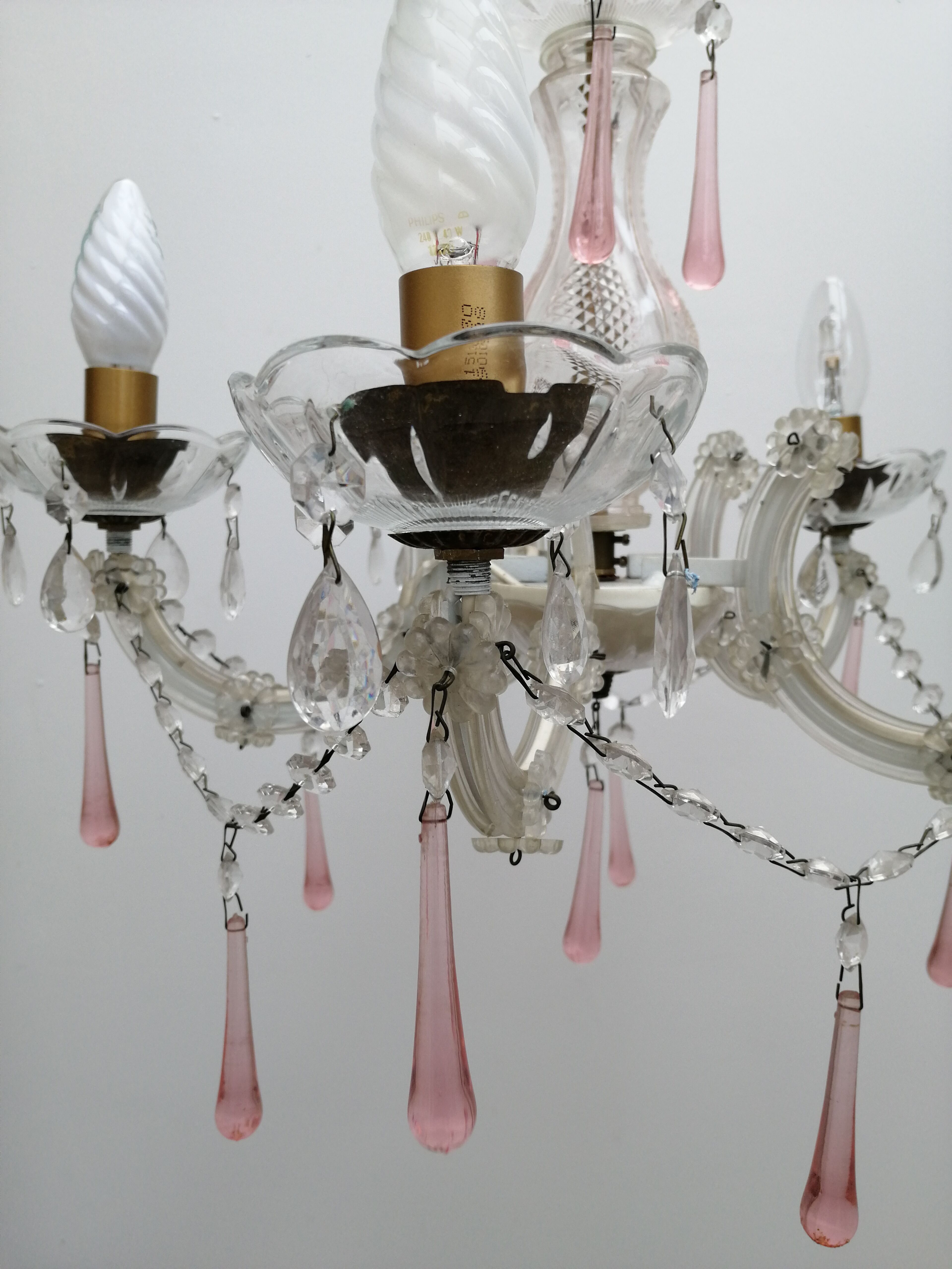 Pink stamps chandelier