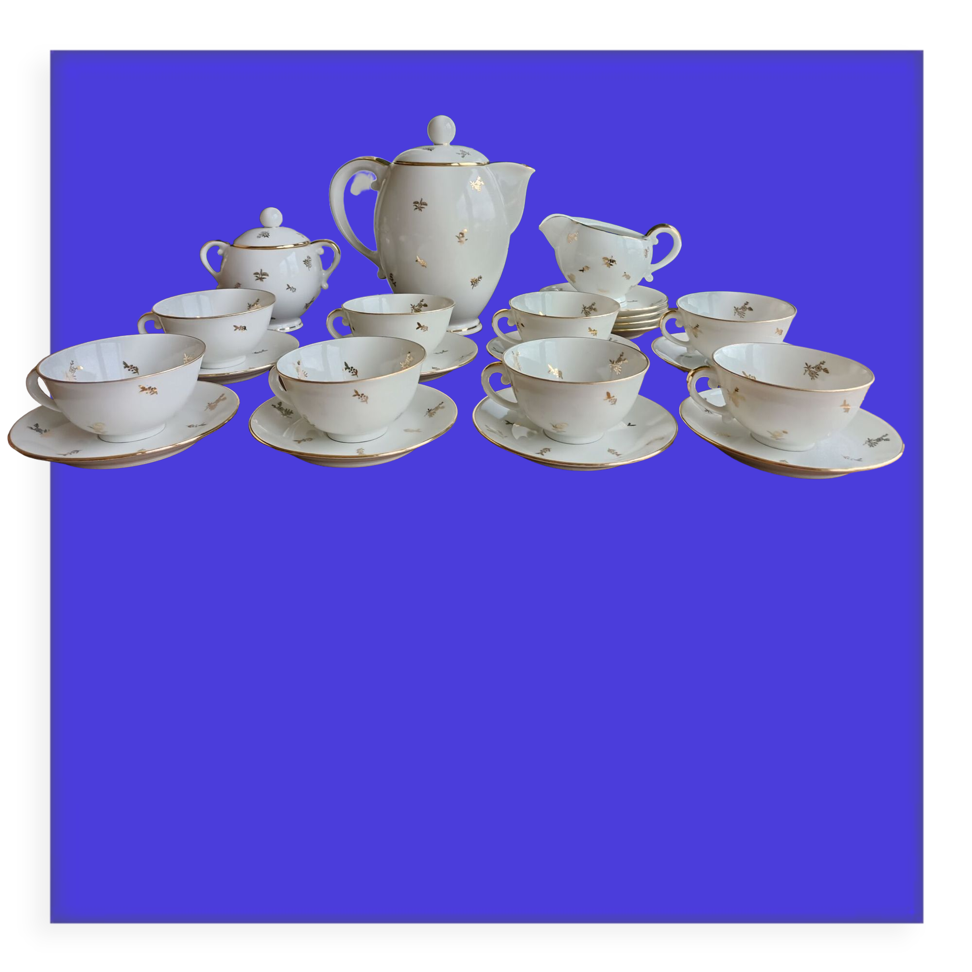Foëcy porcelain coffee set - SFP - White and gold
