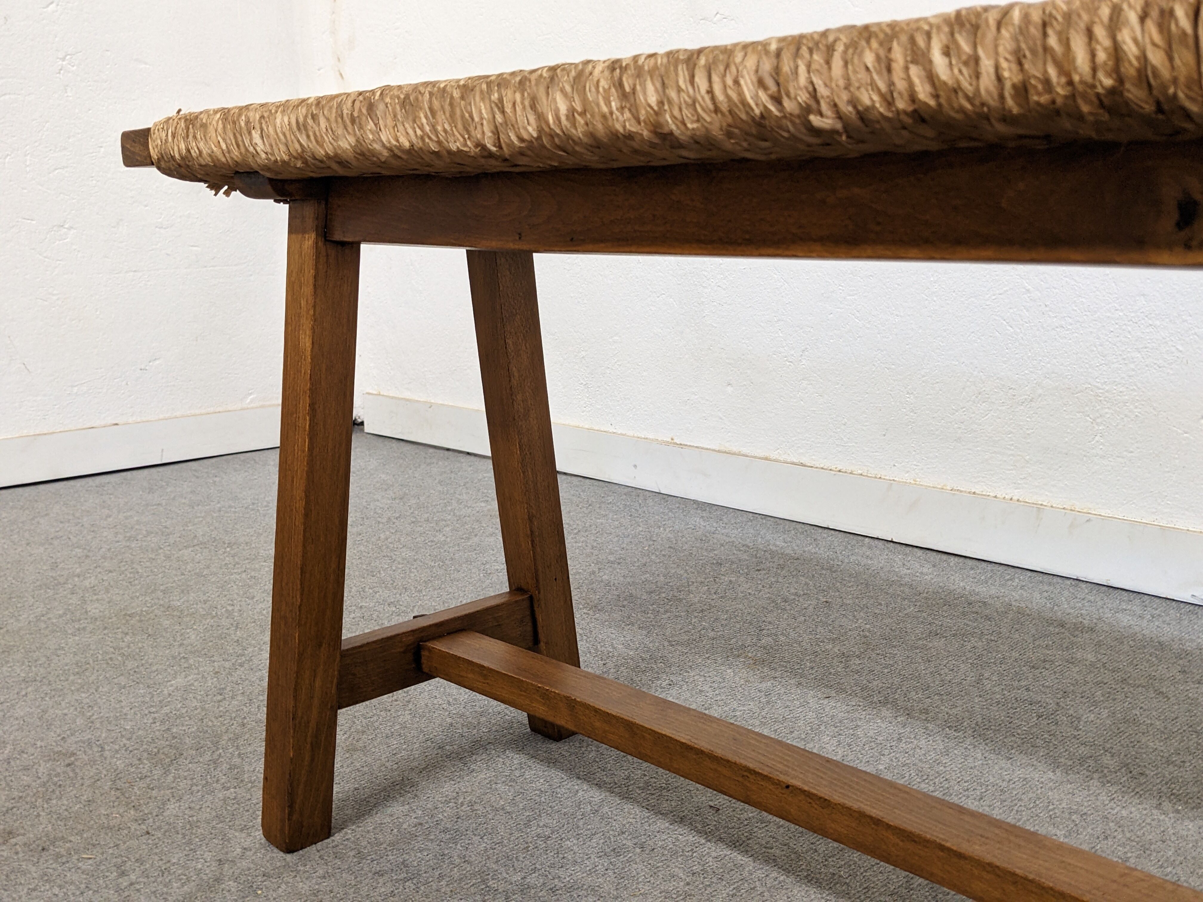 Wooden bench and marsh straw 50s/60s