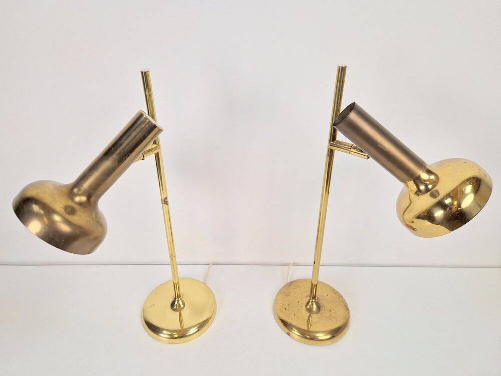 Vintage Brass Trumpet Table Lamps by Solken Leuchten, 1970s, Set of 2