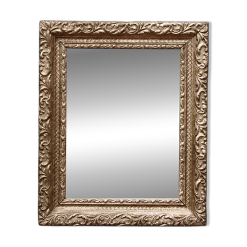 Petit miroir ancien en bois et stuc doré – style baroque – 35 × 29 cm