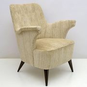 Pair of Nino Zoncada armchairs in chenille velvet in Mid-Century Modern style by Cassina