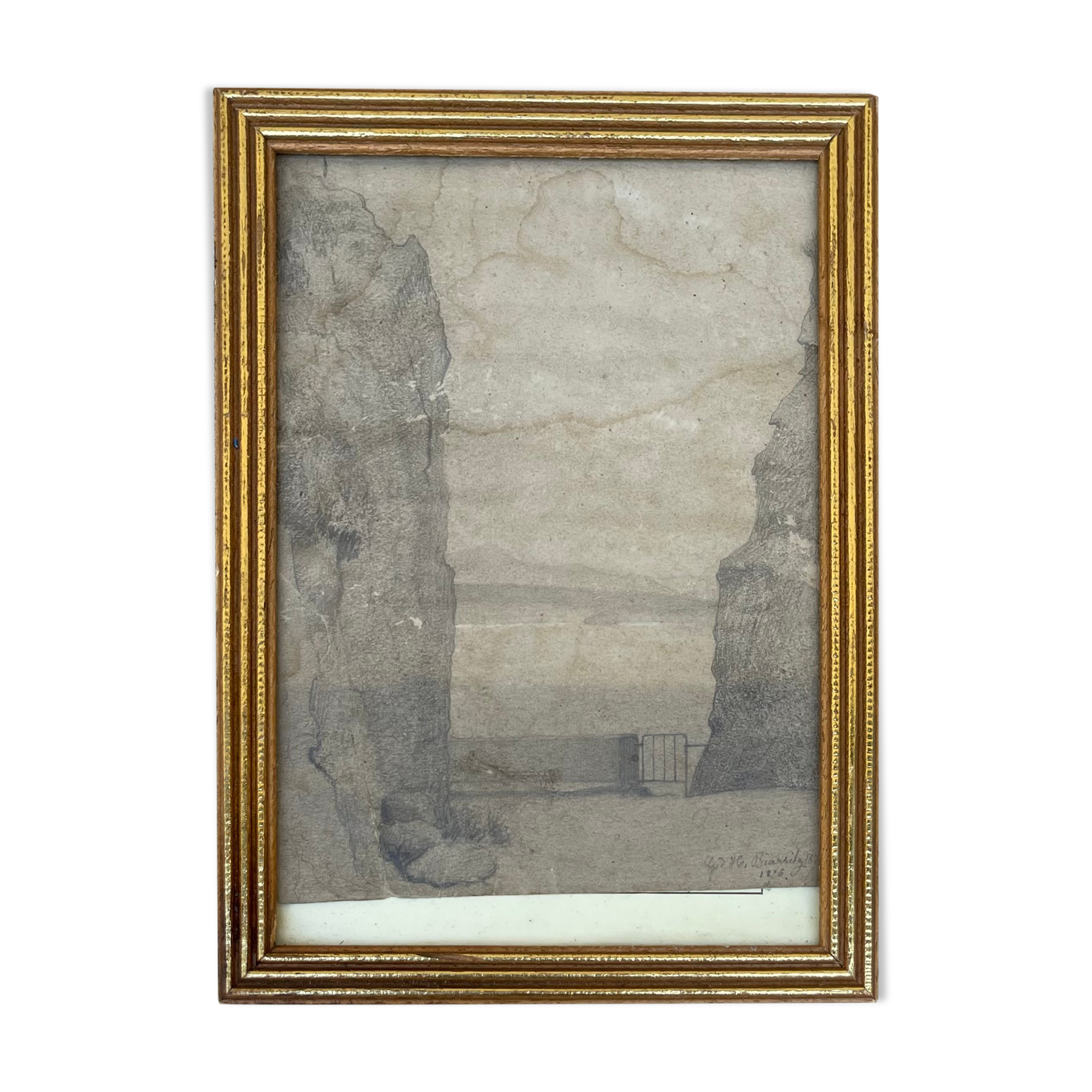 Drawing painting seen from Biarritz 1875