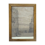 Drawing painting seen from Biarritz 1875