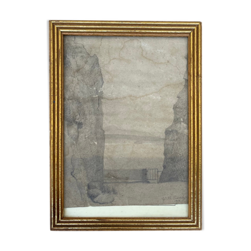 Drawing painting seen from Biarritz 1875
