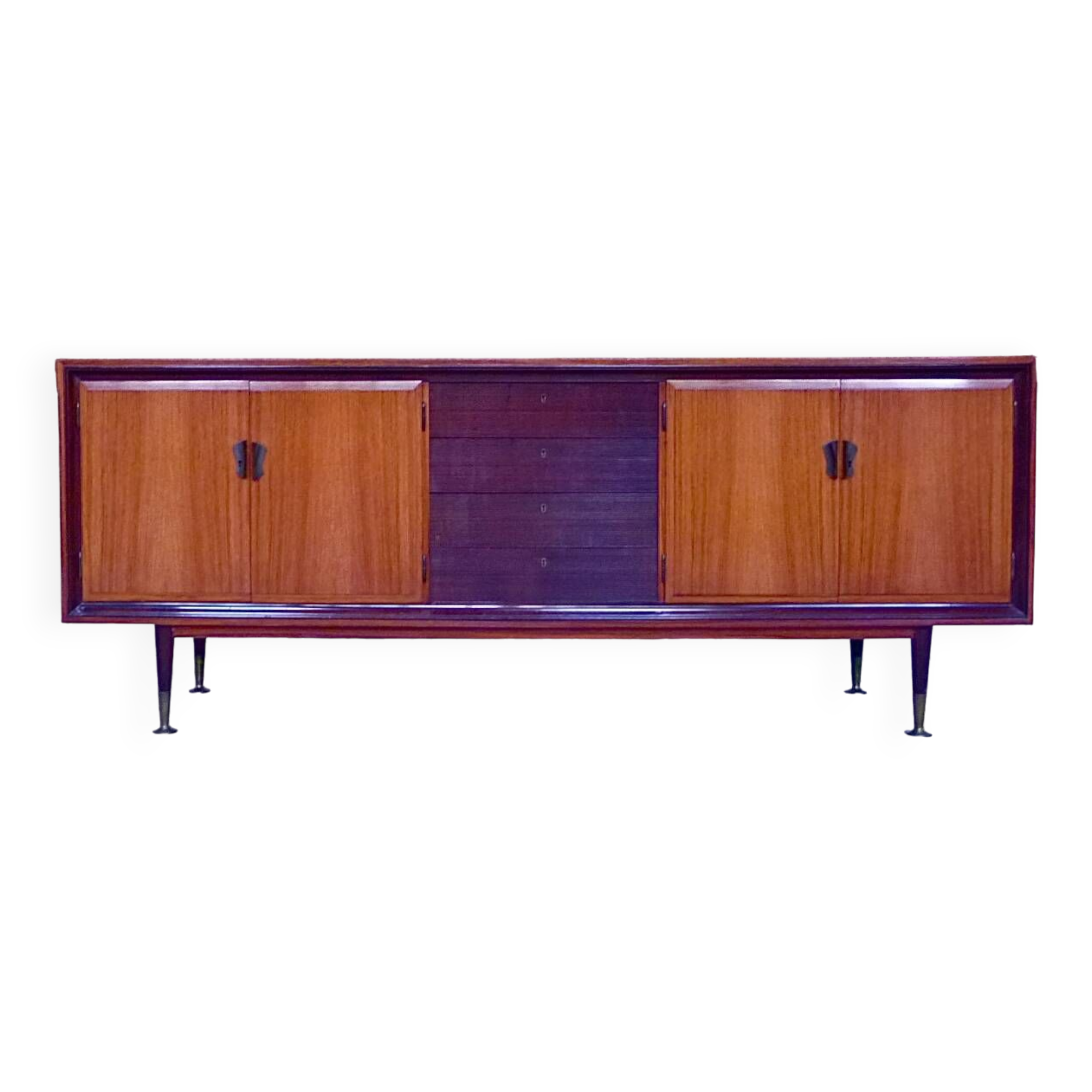 Large Italian Mid-Century Sideboard with Brass Details, 1950s