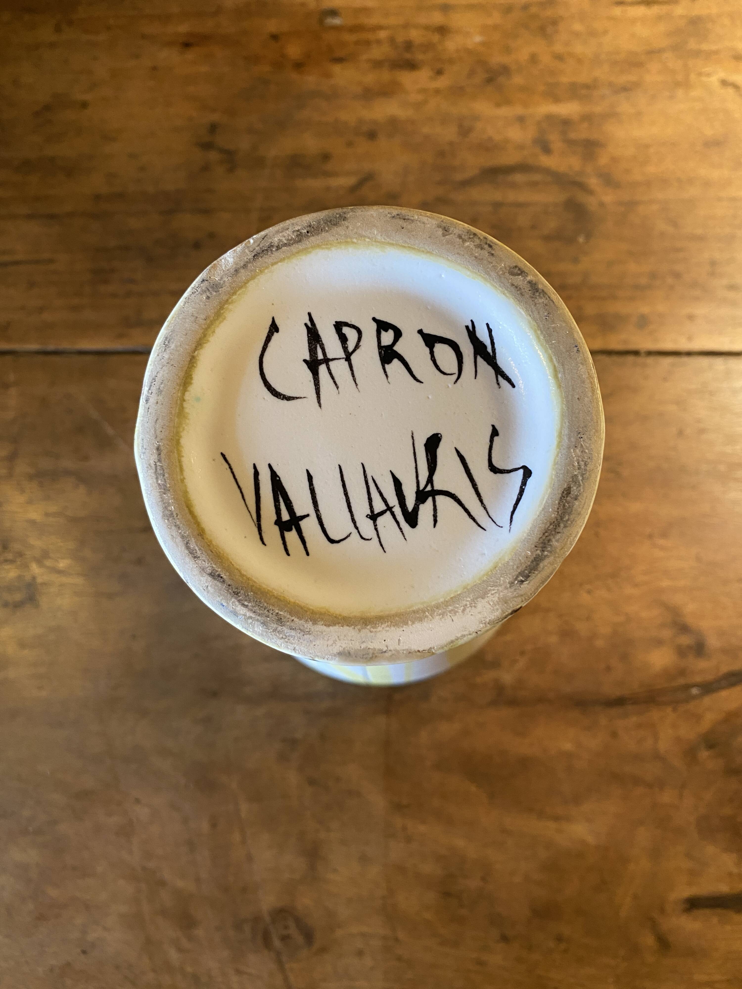 Roger Capron Vallauris vase in ceramic, graphic decoration.