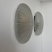 Pair of vintage sandblasted glass wall lights, France 1970s