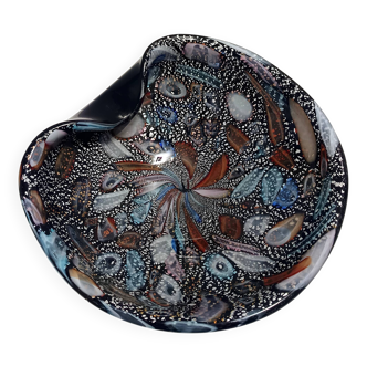 Cendrier "Tutti Frutti" en Verre de Murano Noir / Vide-Poche attr. vers Avem