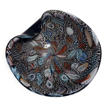 Cendrier "Tutti Frutti" en Verre de Murano Noir / Vide-Poche attr. vers Avem