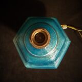 Table lamp foot in cracked turquoise earthenware