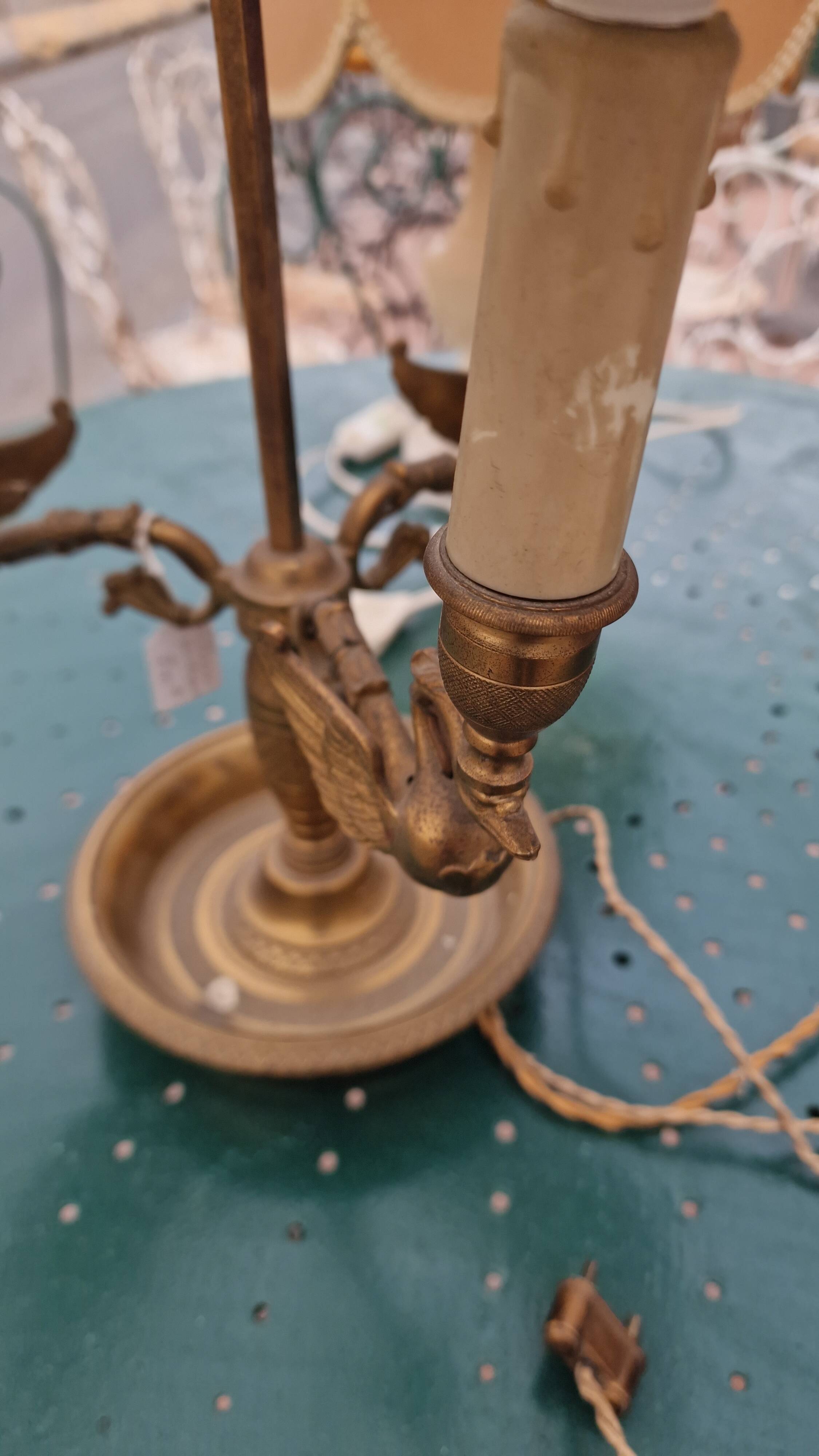Large gilded bronze hot water bottle lamp