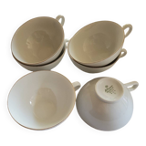 6 tasses en porcelaine blanches et or