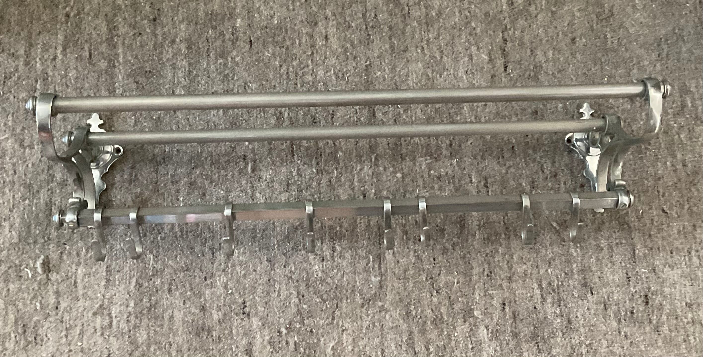 Art deco aluminum wardrobe coat rack with hat holder