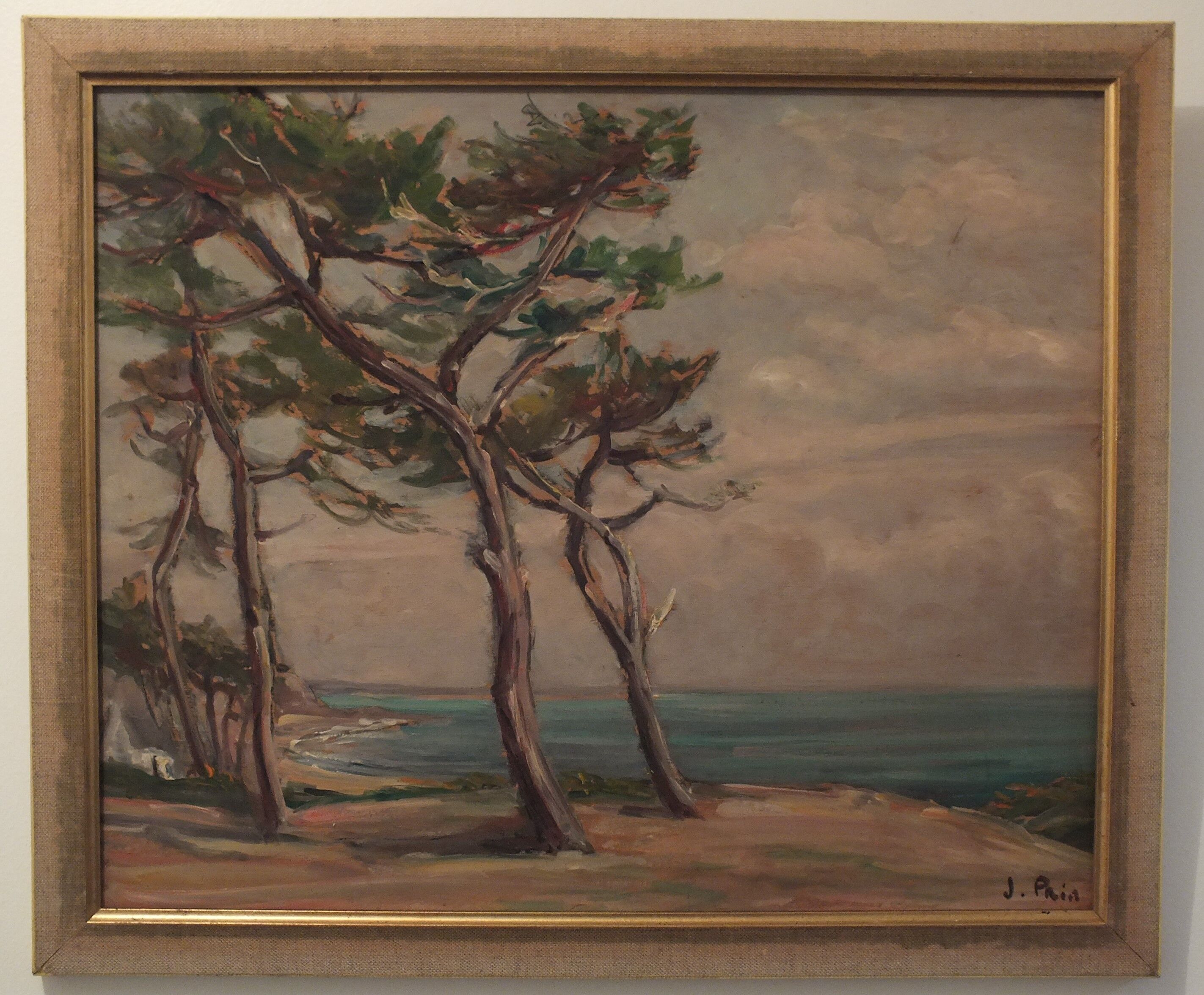Oil on panel painting seaside signed Jeanne Prin