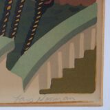 Lithographie encadrée des années 1950 par Lars Norrman, Suède