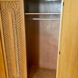 Wood cabinet and rattan 60s