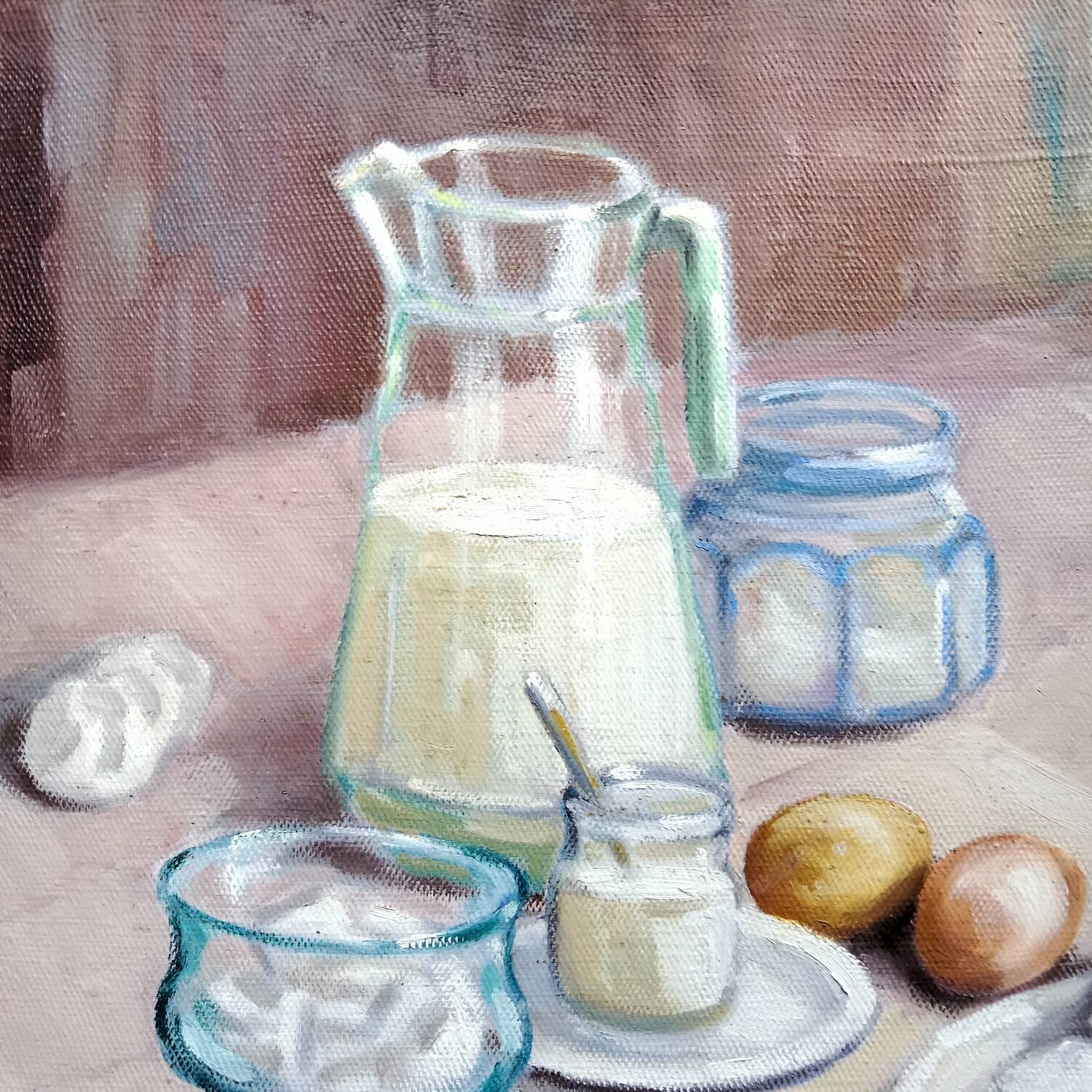 Still Life Painting Meringues Canvas signed Pierre Cols