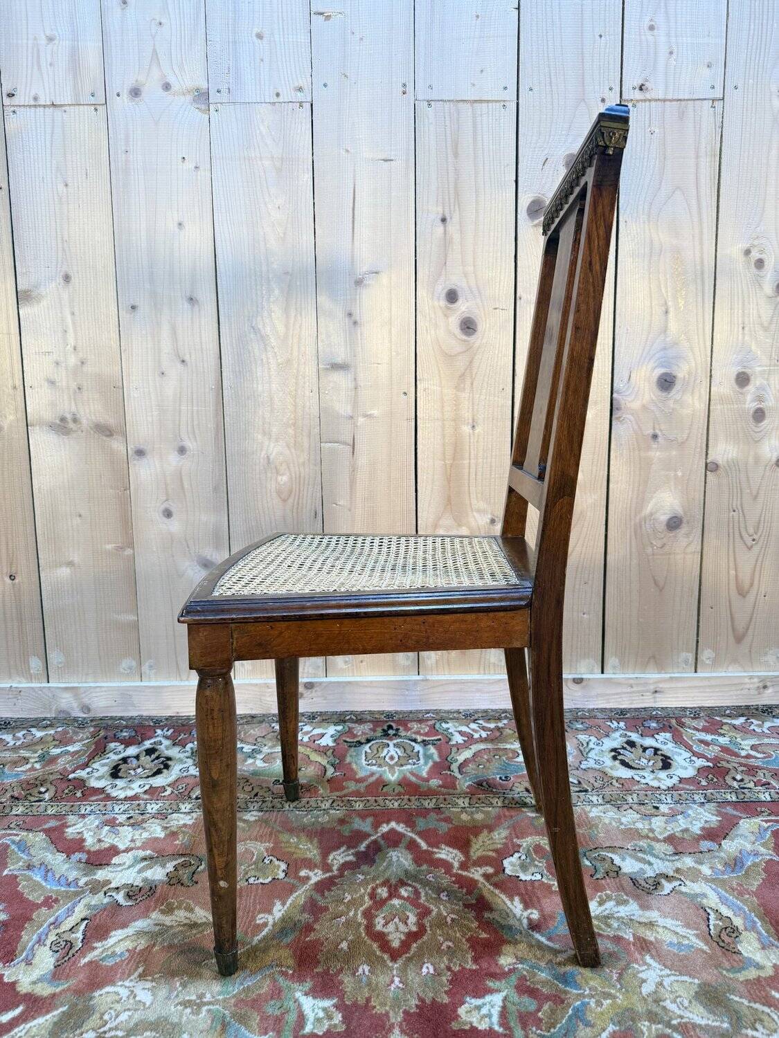 Set of 6 Art Deco chairs in marquetry and caning.