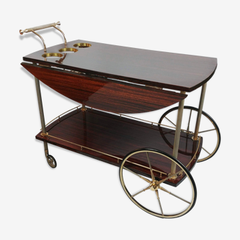 Cart bar, serving vintage mahogany and brass, 1950 s