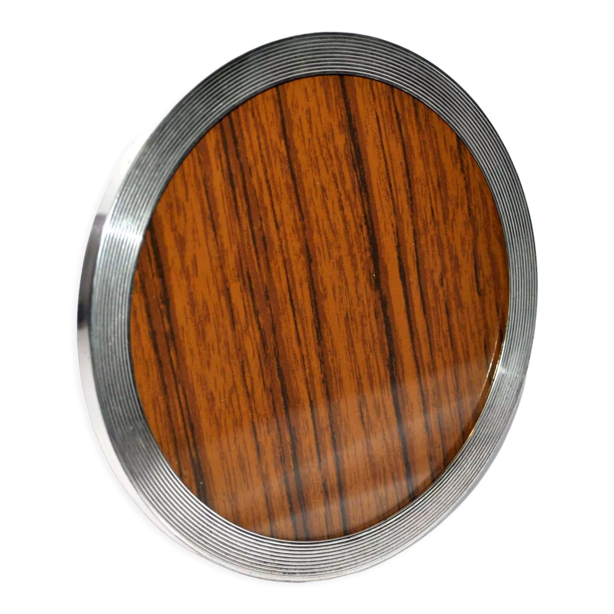 Photo frame in sterling sterling silver 925 - round guilloche line medallion